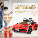 12V Lamborghini Ride-On Car for Kids with Remote Control, 3 Speeds, LED Lights, and USB