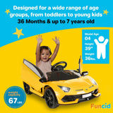 12V Lamborghini Ride-On Car for Kids with Remote Control, 3 Speeds, LED Lights, and USB