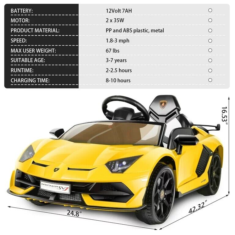 Electric Lamborghini Sian Ride On Car for Kids with Remote Control and MP3 Player - Perfect Gift for Kids!