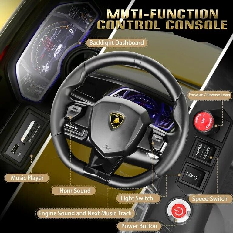 Licensed Lamborghini Electric Ride-On Car for Kids with Remote Control, MP3 and USB Connectivity