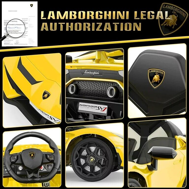 Licensed Lamborghini Electric Ride-On Car for Kids with Remote Control, MP3 and USB Connectivity