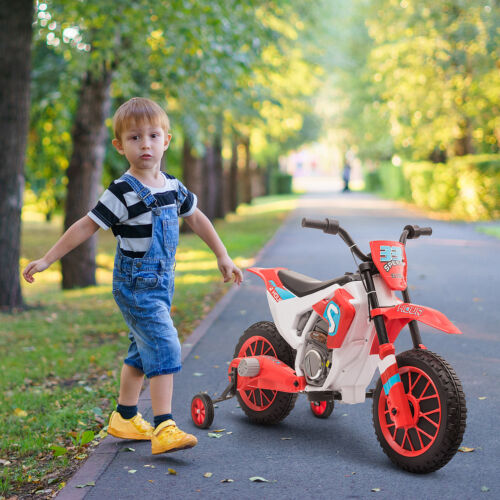 Electric Off-Road Dirt Bike for Kids with Training Wheels - 12V Ride-On Motorcycle Toy