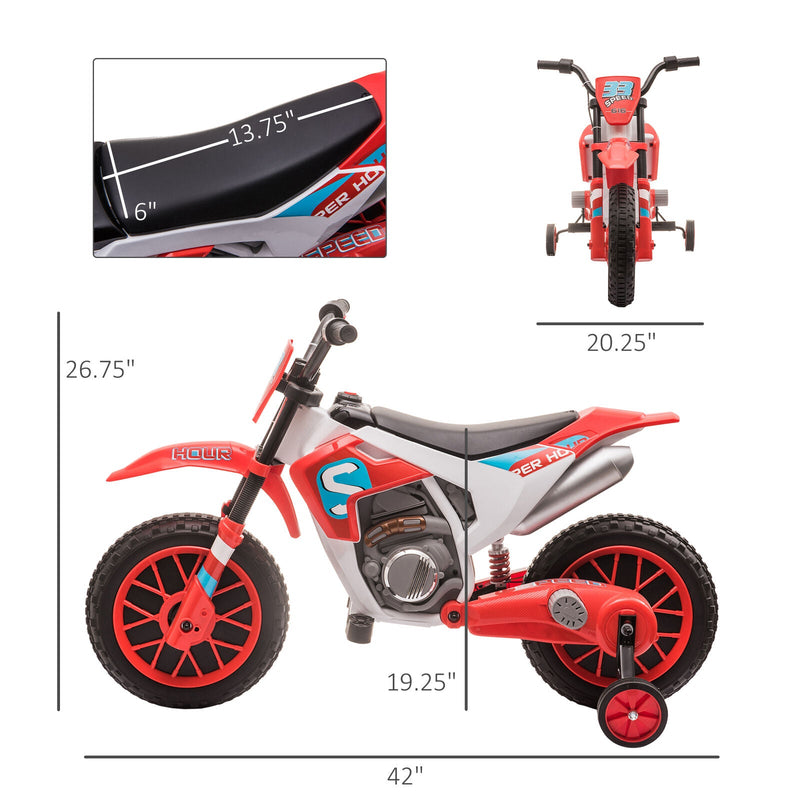 Electric Off-Road Dirt Bike for Kids with Training Wheels - 12V Ride-On Motorcycle Toy