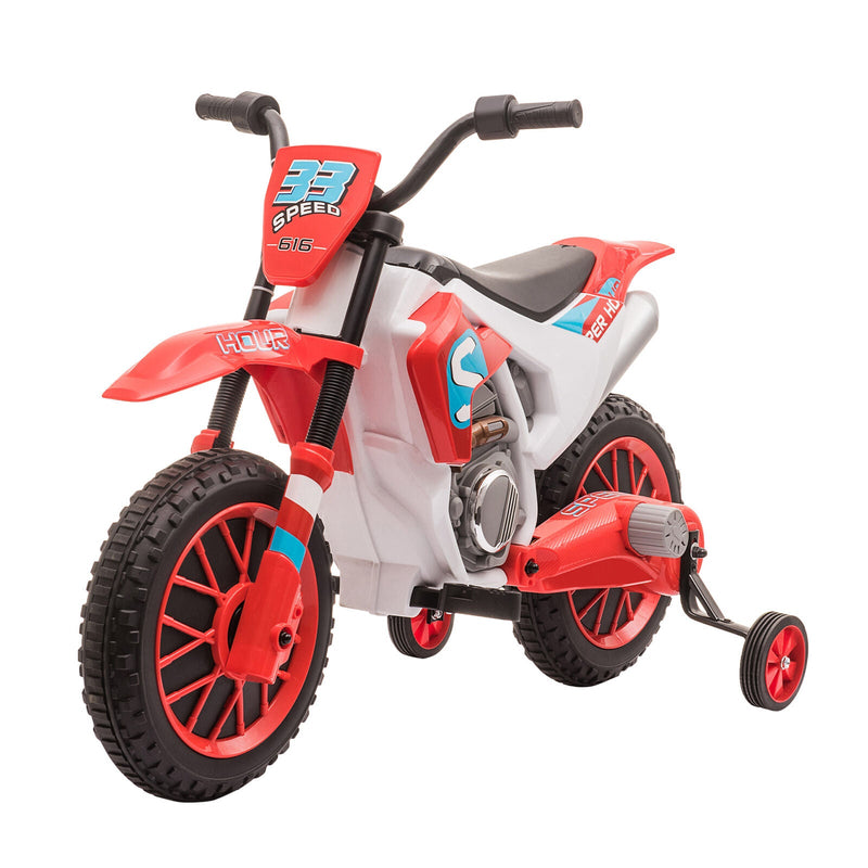 Electric Off-Road Dirt Bike for Kids with Training Wheels - 12V Ride-On Motorcycle Toy