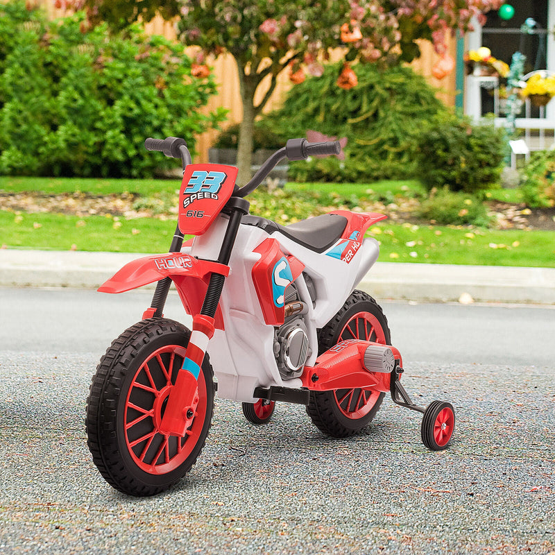Electric Off-Road Dirt Bike for Kids with Training Wheels - 12V Ride-On Motorcycle Toy