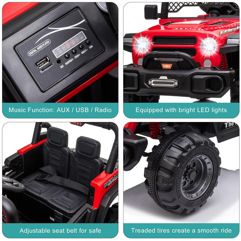 Electric Off-Road Truck for Kids with LED Lights - 12V 4.5AH Battery Powered Ride On Toy