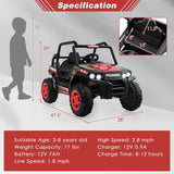 Electric Off-Road UTV Ride-On Truck for Kids with Remote Control, LED Lights, and Music - Red