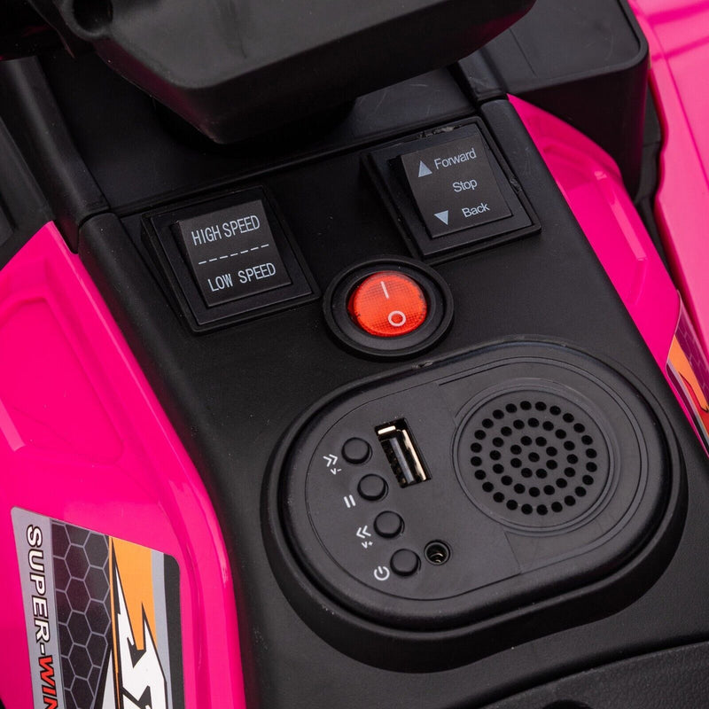 Electric Pink 4-Wheeler Quad for Kids with MP3 and Headlights - 2 Speeds