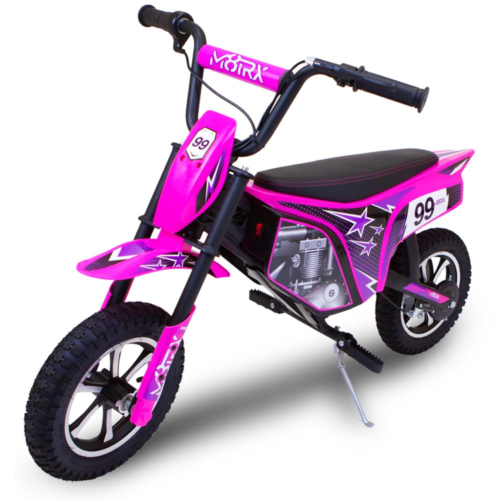 Electric Pink Dirt Bike for Kids - 24V Rechargeable Battery Powered Motorcycle Toy