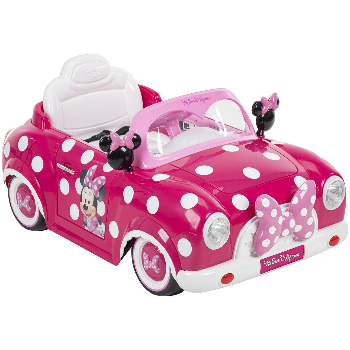 Electric Pink Minnie Convertible Car for Kids with Working Headlights - Perfect Ride-On Toy for Girls