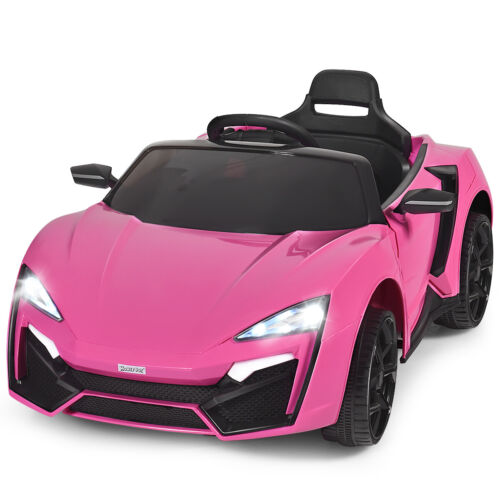 Electric Pink Ride-On Car for Kids with Remote Control, Lights, MP3 Player, and Openable Doors