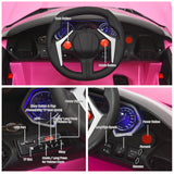 Electric Pink Ride-On Car for Kids with Remote Control, Lights, MP3 Player, and Openable Doors