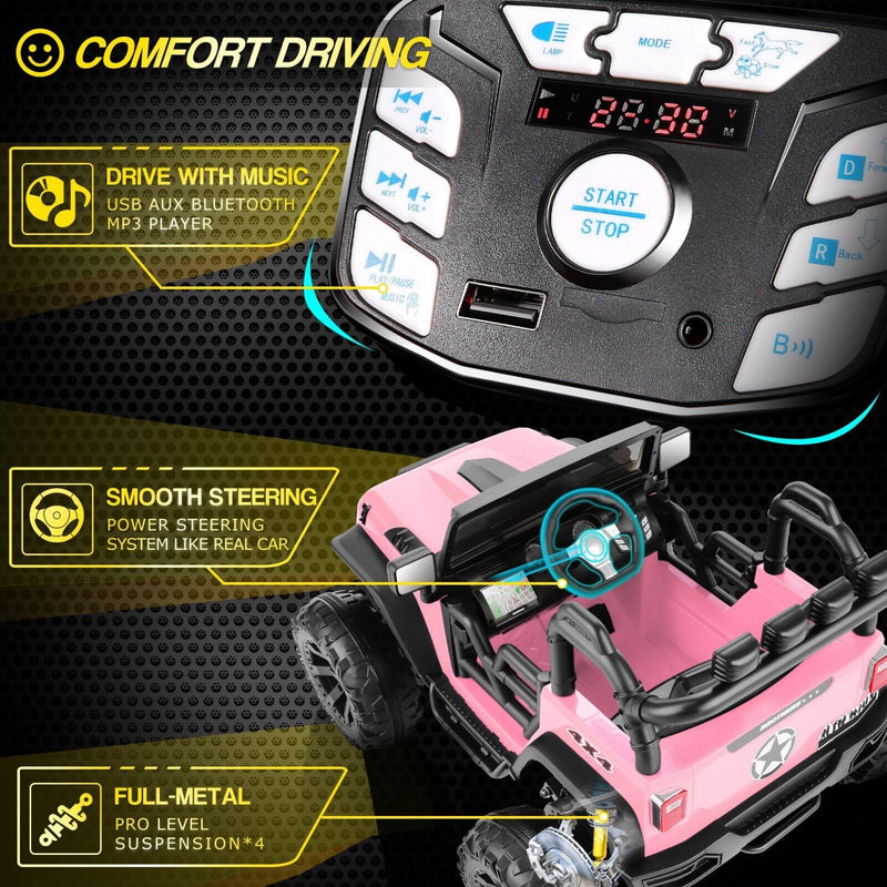 2-Seater Pink Electric Ride-On Truck for Kids with Remote Control - 24V, 2*200W Power