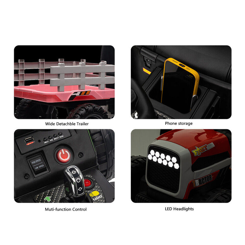 Electric Pink Tractor and Trailer Ride-On Toy for Toddlers - Perfect for Little Farmers!