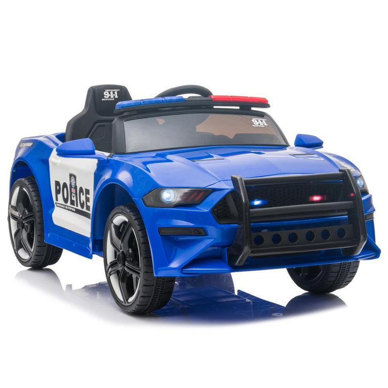Electric Police Car Kids Ride On SUV Toy with Remote Control, Siren, and Flashing Lights - 12V