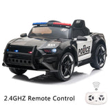 Electric Police Car Kids Ride On SUV Toy with Remote Control, Siren, and Flashing Lights - 12V