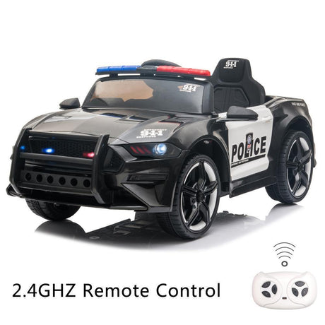 Electric Police Car Kids Ride On SUV Toy with Remote Control, Siren, and Flashing Lights - 12V