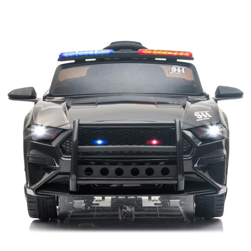 Electric Police Car Kids Ride On SUV Toy with Remote Control, Siren, and Flashing Lights - 12V