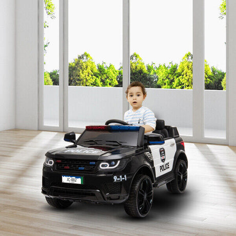 Electric Police Car Toy with Remote Control, 12V Battery, Music, and Lights