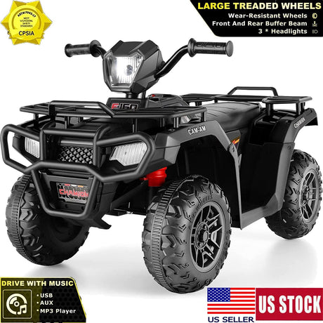 Electric Powered Kids ATV Car for Ages 2-9 - 4-Wheeler in Black