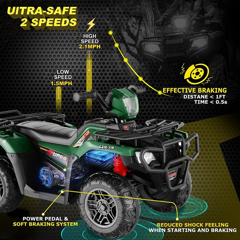 Electric Quad ATV Car for Kids 3-9 Years - 12V Battery Powered with 4-Wheels
