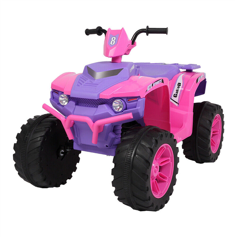 Electric Quad Car Toy for Kids with LED Headlights and Horn - 12V Ride-On ATV 4 Wheeler
