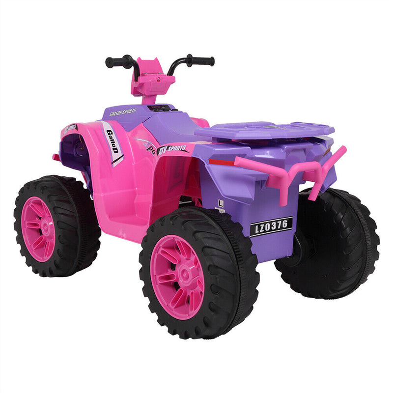 Electric Quad Car Toy for Kids with LED Headlights and Horn - 12V Ride-On ATV 4 Wheeler