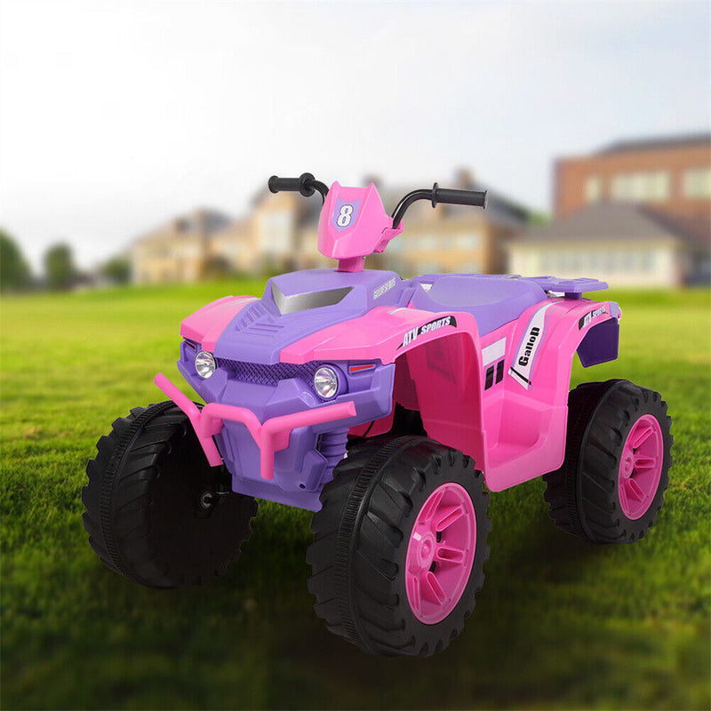 Electric Quad Car Toy for Kids with LED Headlights and Horn - 12V Ride-On ATV 4 Wheeler