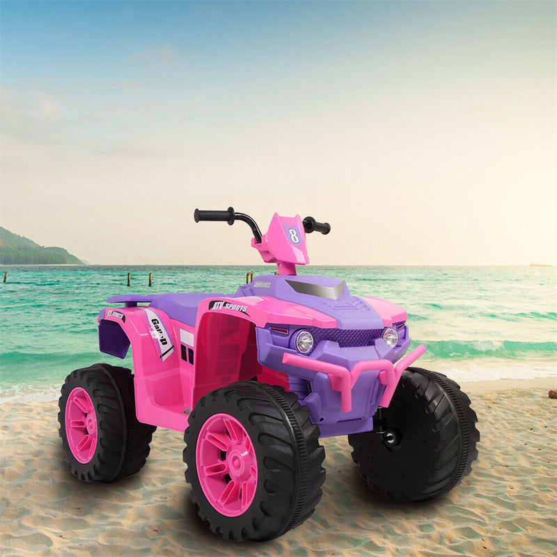 Electric Quad Car Toy for Kids with LED Headlights and Horn - 12V Ride-On ATV 4 Wheeler