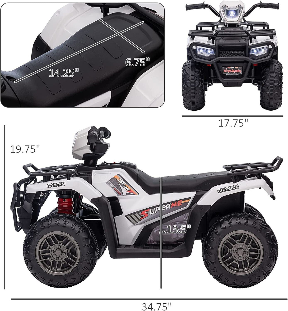 Electric Quad Ride-On Car for Kids with MP3 Music Player - 12V Battery Powered 4-Wheeler Truck
