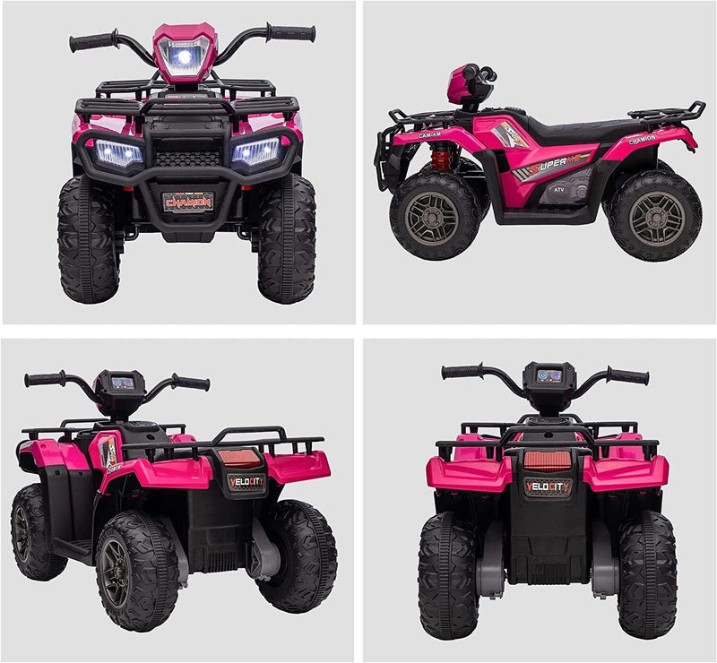 12V Battery Powered Kids Quad ATV Toy with LED Headlights