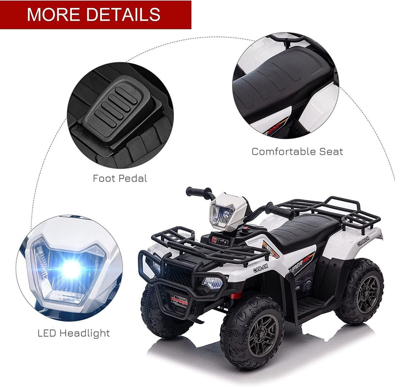 12V Battery Powered Kids Quad ATV Toy with LED Headlights