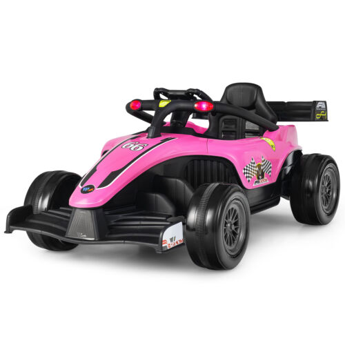 Electric Racing Truck for Kids with 2 Speeds, Remote Control, MP3, and Lights - Pink