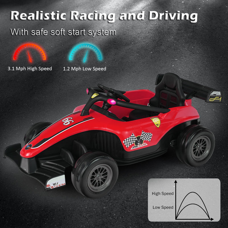 Electric Racing Truck for Kids with 2 Speeds, Remote Control, MP3 Player, and Lights - 12V
