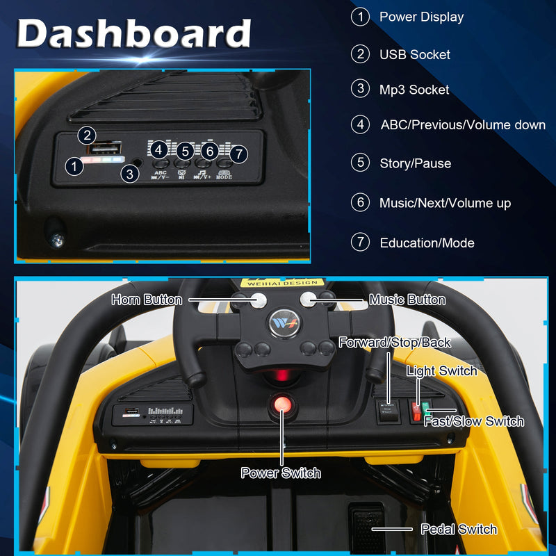 Electric Racing Truck for Kids with 2 Speeds, Remote Control, MP3 Player, and Lights - 12V