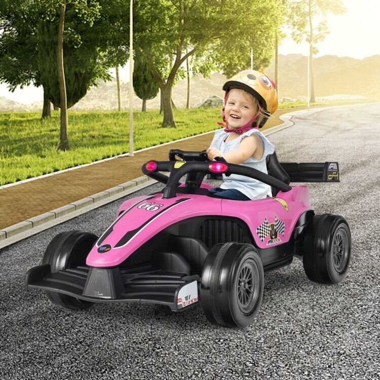 Electric Racing Truck for Kids with Remote & Manual Control and Lights - 12V Girls' Ride-On Toy