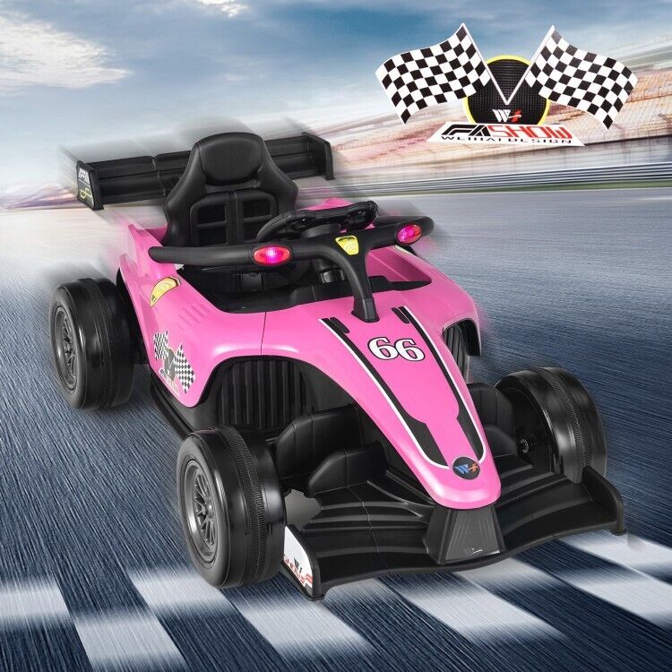 Electric Racing Truck for Kids with Remote & Manual Control and Lights - 12V Girls' Ride-On Toy