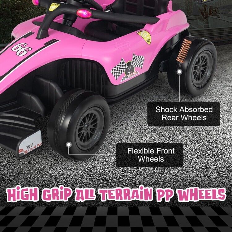 Electric Racing Truck for Kids with Remote & Manual Control and Lights - 12V Girls' Ride-On Toy