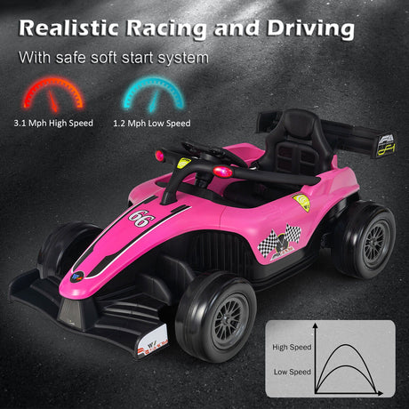 Electric Racing Truck for Kids with Remote Control, MP3 Player, and Lights - Pink (12V)