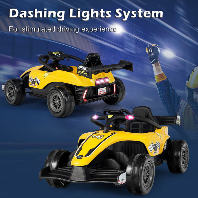 Electric Racing Truck for Kids with Remote Control, MP3 Player, and Lights - Yellow