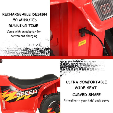 Electric Rechargeable Battery Quad ATV for Kids - 4-Wheeled Quad Bike for Children