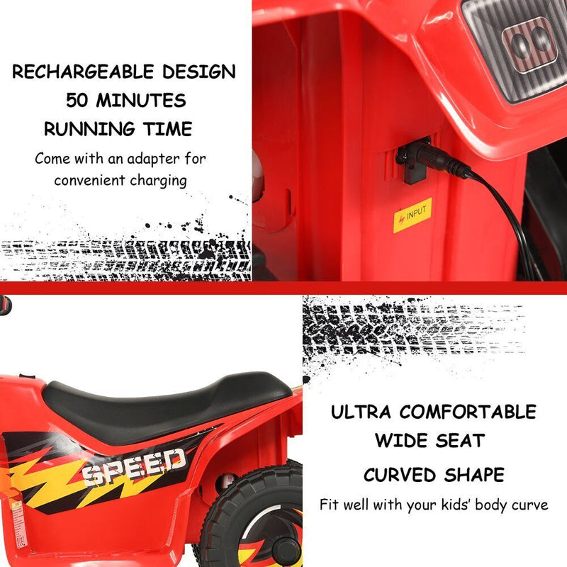 Electric Rechargeable Battery Quad ATV for Kids - 4-Wheeled Quad Bike for Children