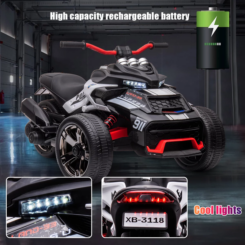 Electric Ride-On ATV for Kids Ages 3-6 with 2 Speeds and Reverse Function - Up to 7mph - Trike Design - Made in USA