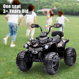 Electric Kids Ride On ATV 4-Wheeler Quad Car Toy with Music and Headlights - 2 Speed Options