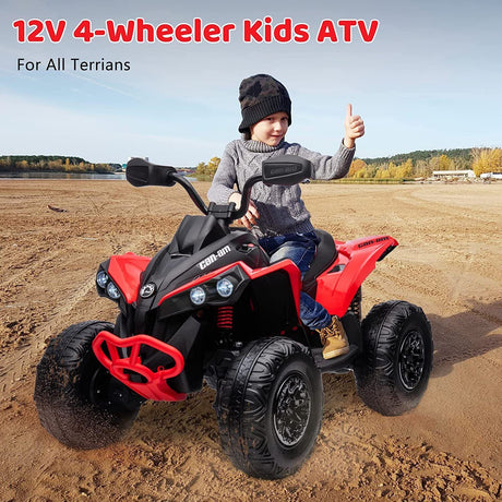 Electric Ride-On ATV Quad Car for Kids with MP3 Player and 4WD - Red