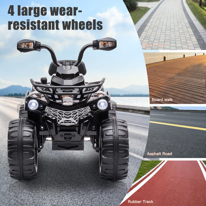 Electric Ride-On ATV Quad for Kids with LED Lights, Music, and USB - 12V