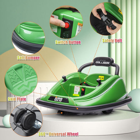 360° Spin Electric Bumper Car for Kids with Remote Control - 12V Ride-On Toy