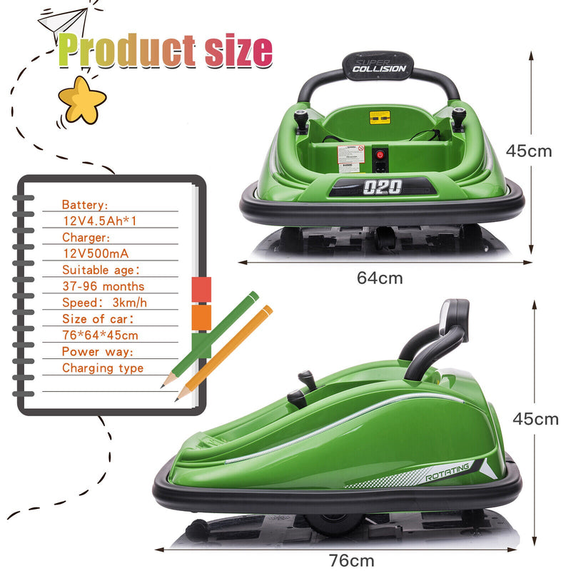 360° Spin Electric Bumper Car for Kids with Remote Control - 12V Ride-On Toy