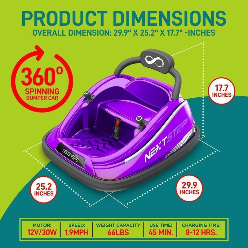 Electric Ride-On Bumper Car for Kids with Remote Control - Purple