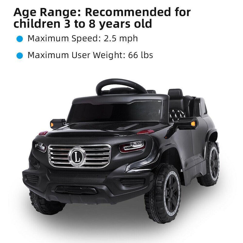 Electric Ride-On Car for Kids with 3 Speed Modes and Remote Control - Black